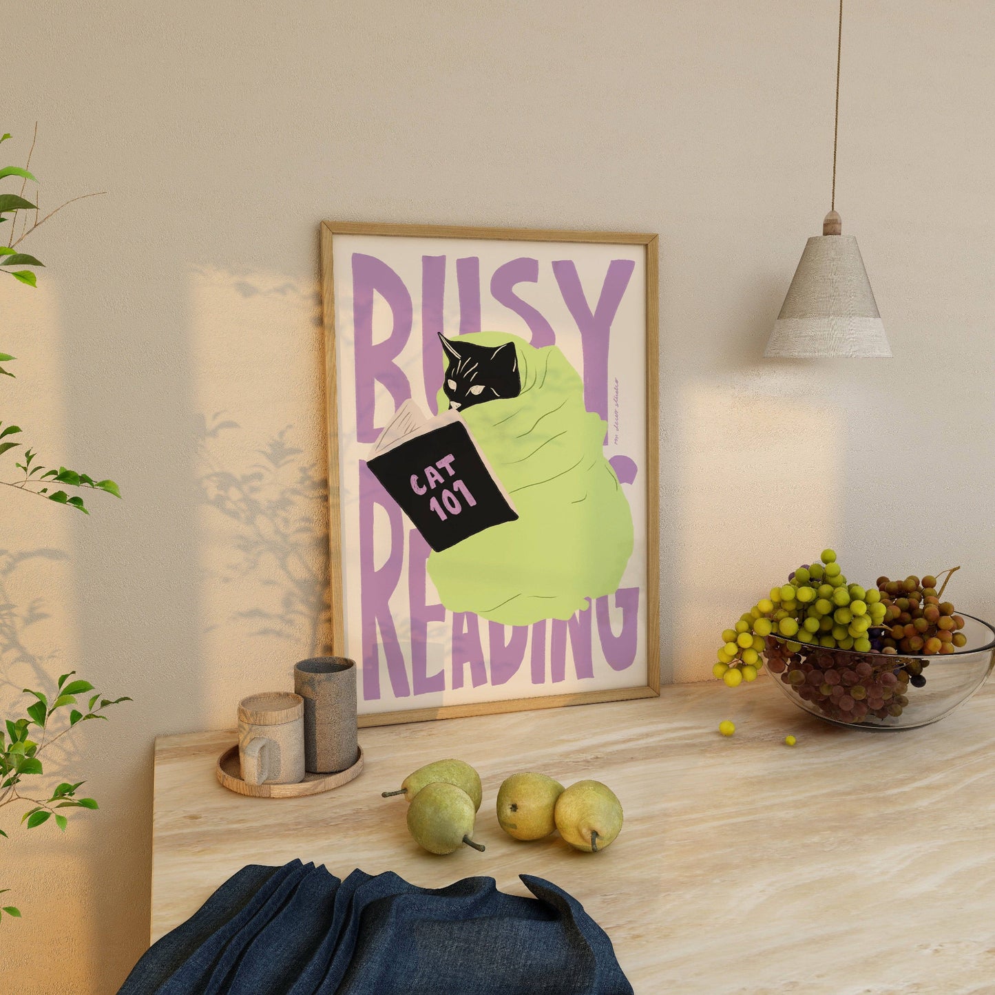 BUSY CAT READING