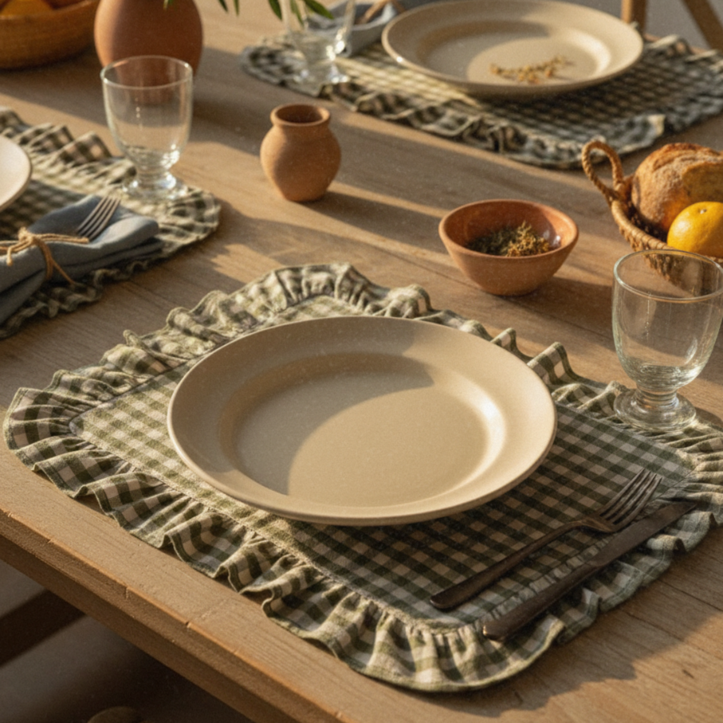 Set de table vichy - Kaki