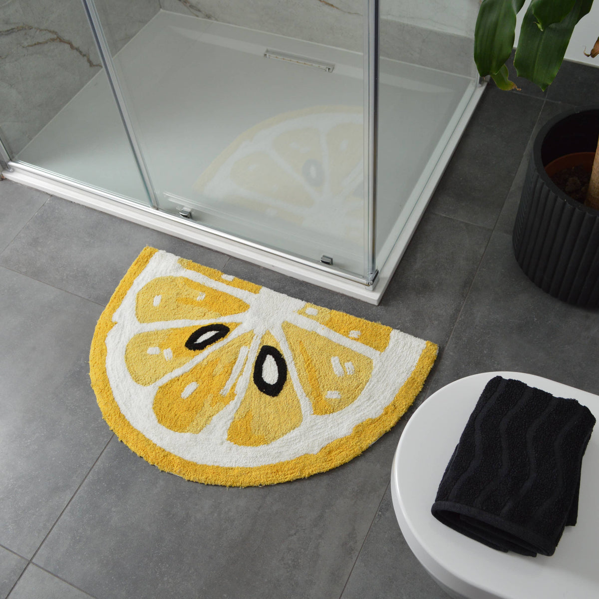 Tapis de Bain Demi-Cercle Citron