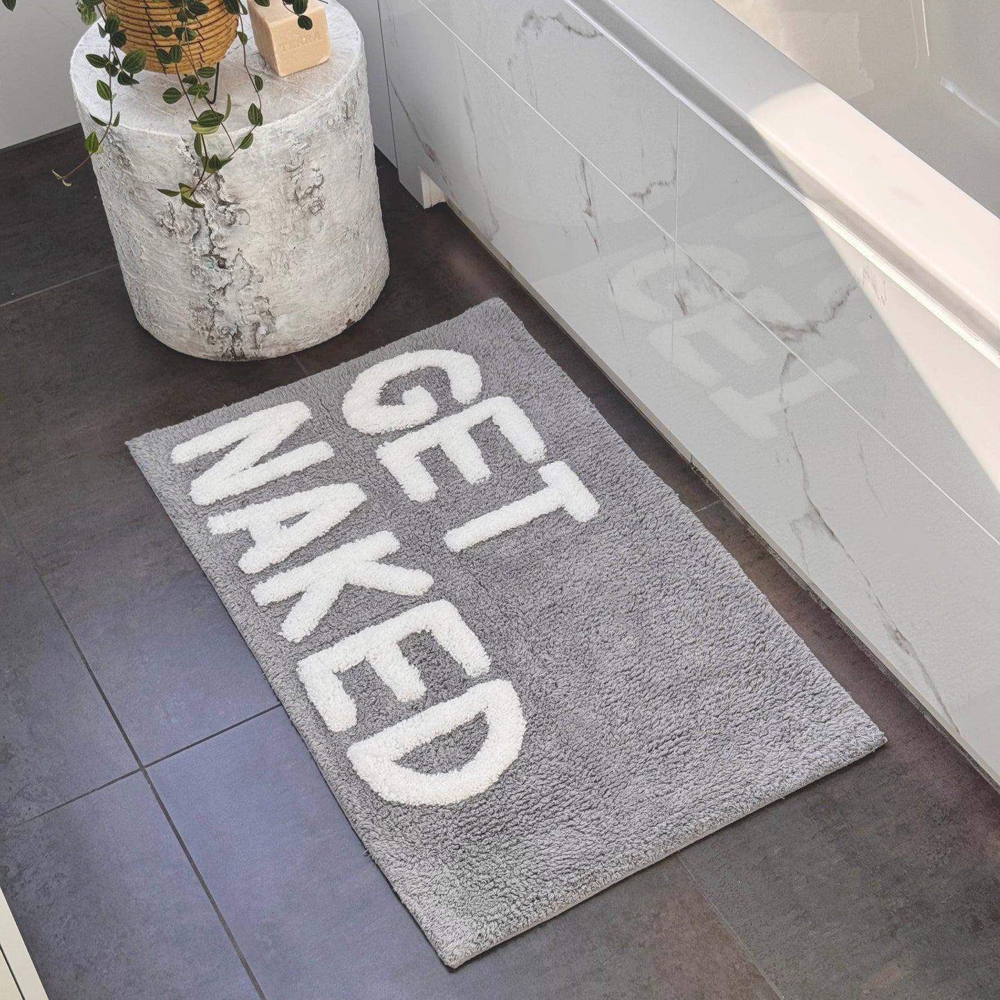Tapis de bain Get Naked - Gris/Blanc