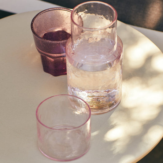 Service de nuit, carafe et verre - rose blush