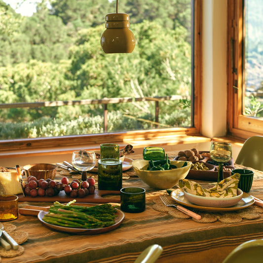 Service de nuit, carafe et verre - vert olive