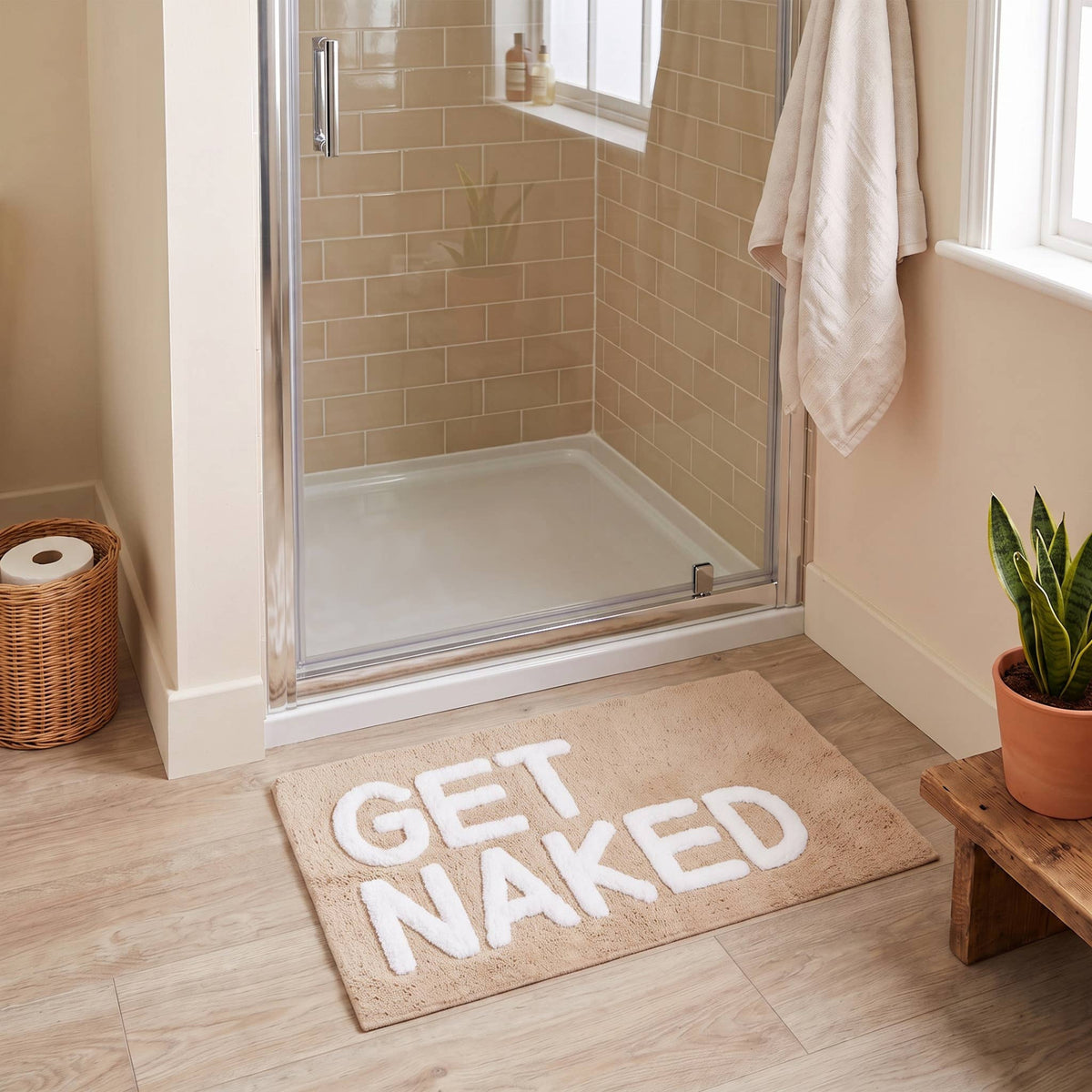 Tapis de bain Get Naked - Beige/Blanc