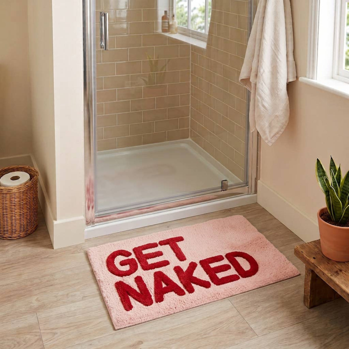 Tapis de bain Get Naked - Rouge/Rose