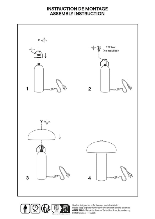 Lampe Gabin kaki D22 H30cm