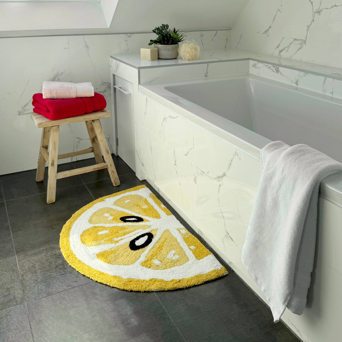 Tapis de Bain Demi-Cercle Citron