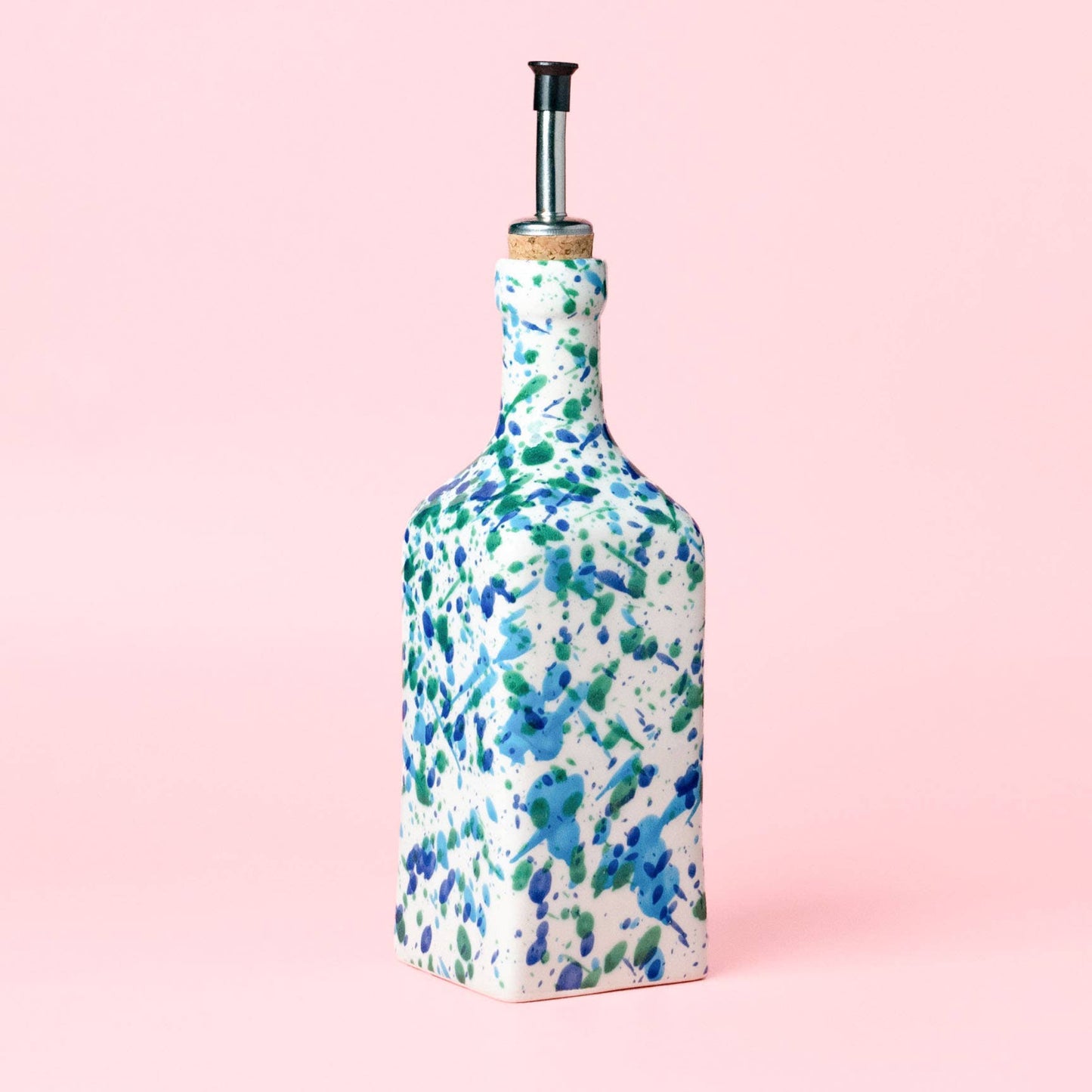 Distributeur d'huile d'olive en céramique 475 ml - corail bleu et vert