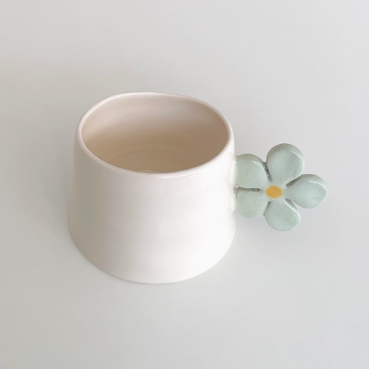 Tasse Espresso Céramique Anse Fleur - Verte