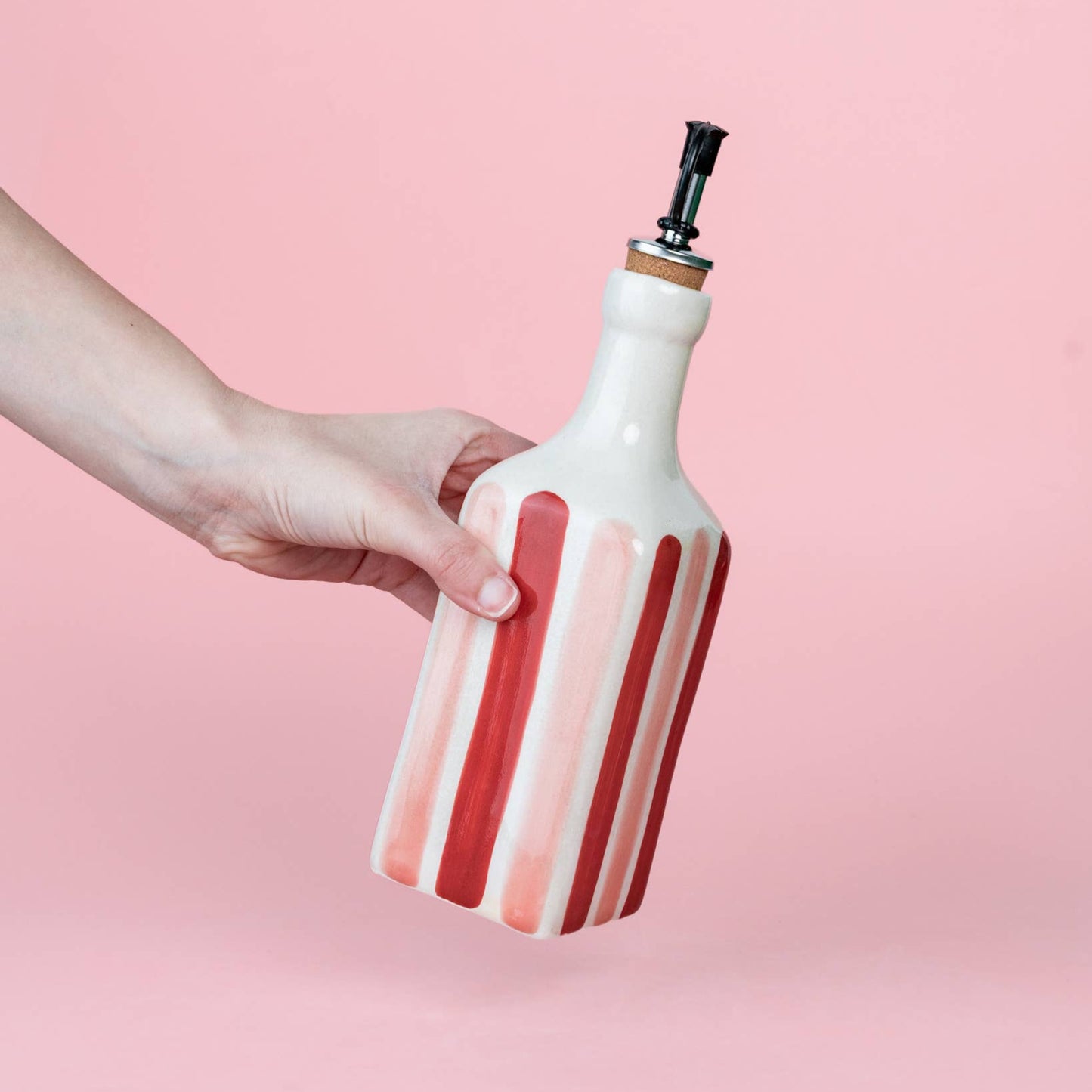 Distributeur d'huile en céramique 475 ml - Rouge et rose