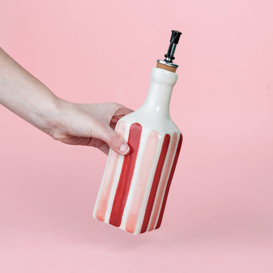 Distributeur d'huile en céramique 475 ml - Rouge et rose